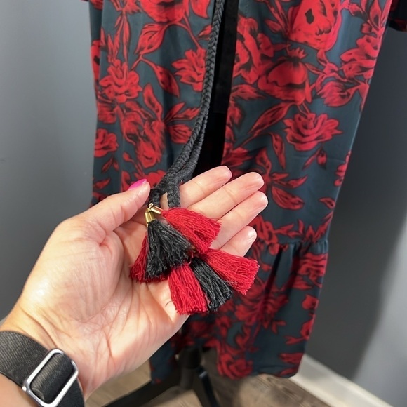 Collection XIIX Dark Floral Ruffle Kimono Duster NWT OS Boho Festival Music Fest - Picture 3 of 9